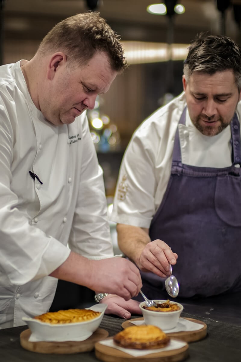 Chefs preparing the special pies for British Pie Week at Claridge's Restaurant