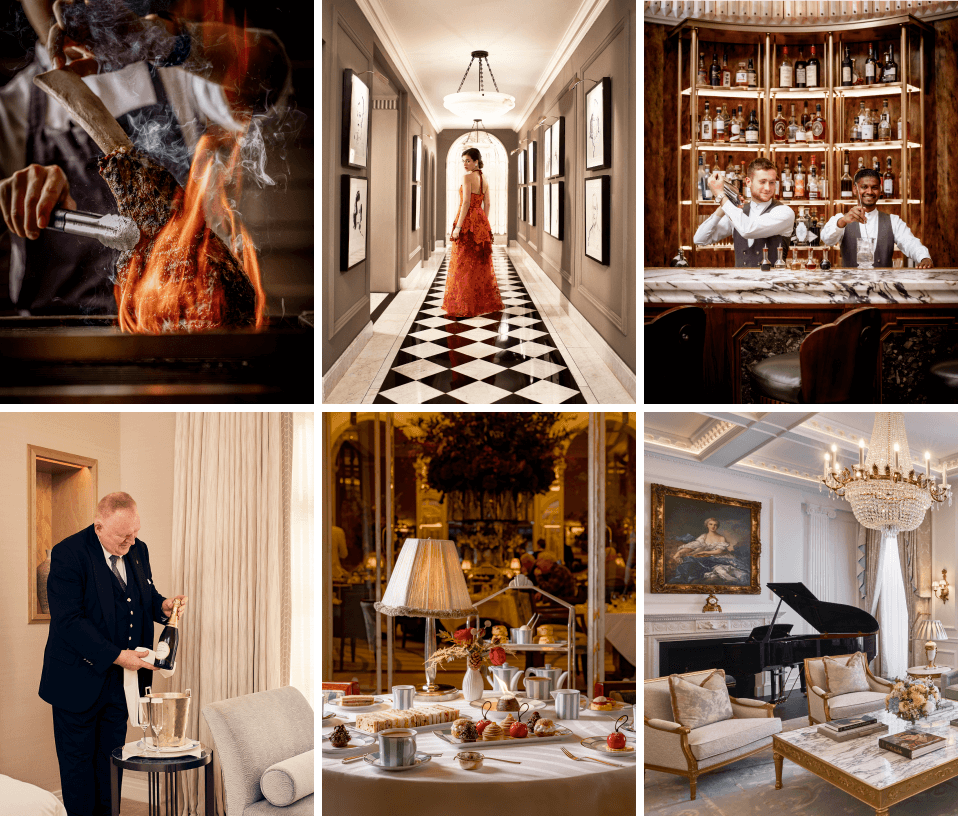 Collage with six images of Claridge's